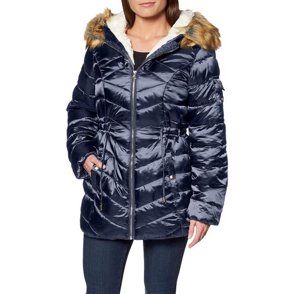 thumbnail image 2 of Jessica Simpson Women's Puffer Bubble Jacket - Winter Coat With Fur Hood 2 of 12